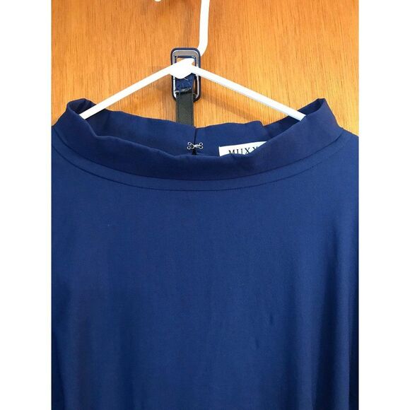 NWT Muxxn Modest Midi Dress Women 2XL High Neck Royal Blue Fitted Belt Minimal - Picture 6 of 14